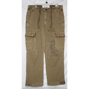 ABERCROMBIE FITCH 33 x 30 Paratrooper Cargo Pants Drawstring Paisley Accents y2k
